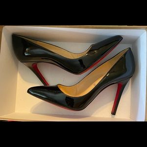 Louboutin Black Pigalle 100 red bottom heels